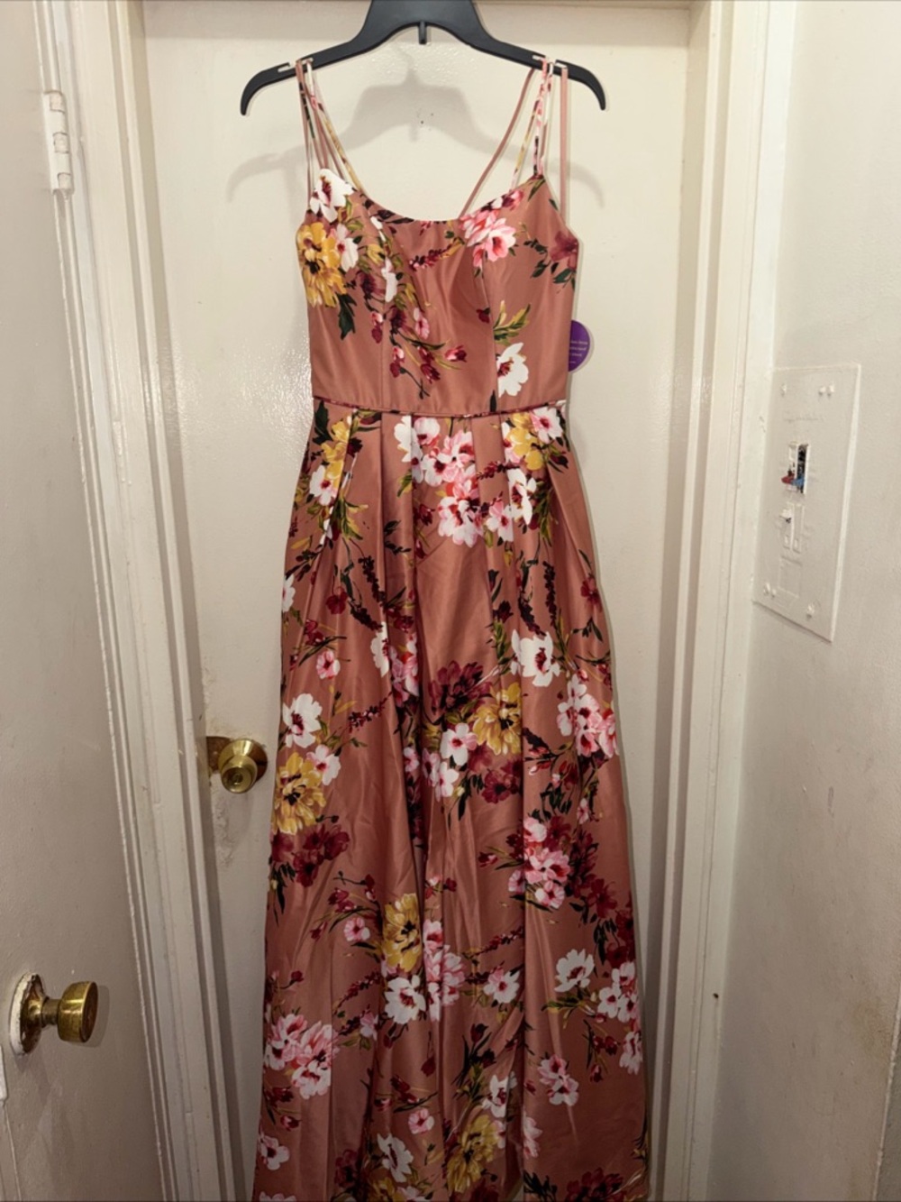 Windsor Dusty Rose Floral Spaghetti-Strap Maxi Dress